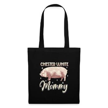 Chester White Schwein Mama - Stoffbeutel - Schwarz - Vorne