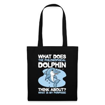 Philosophical Dolphin Think About Porpoise - Stoffbeutel - Schwarz - Vorne