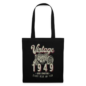 Oldtimer Traktor Farmer Geburtstag Jahrgang 1949 - Stoffbeutel - Schwarz - Vorne