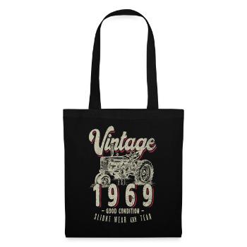 Oldtimer-Traktor-Farmer-Geburtstag geboren 1969 - Stoffbeutel - Schwarz - Vorne