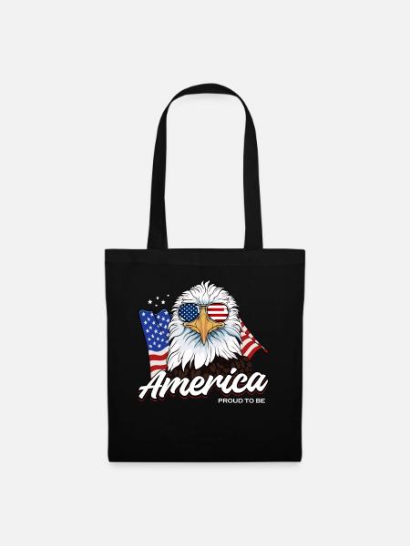 4th ofJuly Patriotic America Eagle USA Flag - Tote Bag - black