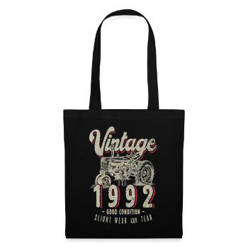 Oldtimer Traktor Bauer Geburtstag Jahrgang 1992 - Stoffbeutel - Schwarz - Vorne