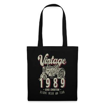 Oldtimer Traktor Bauer Geburtstag Jahrgang 1989 - Stoffbeutel - Schwarz - Vorne