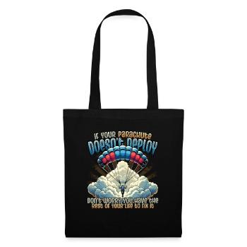 Lustiges Fallschirmspringer - Stoffbeutel - Schwarz - Vorne
