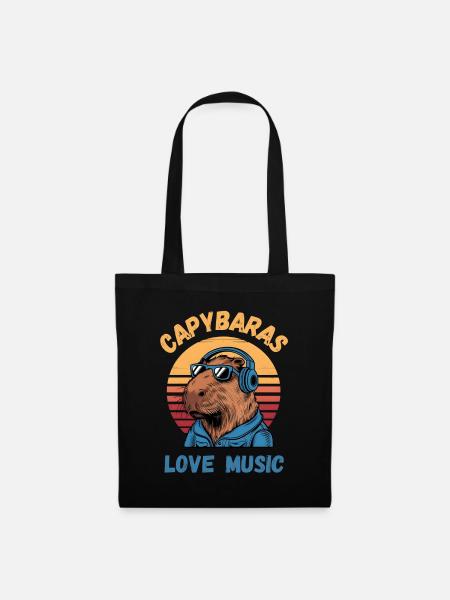 Capybaras love music - Stoffbeutel - Schwarz