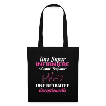 Humour infirmière retraitée, Cadeau retraite - Sac en tissu - noir - Devant