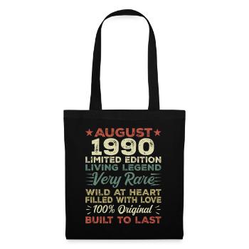 August 1990 - Geschenkidee Für August 1990 - 1990 - Stoffbeutel - Schwarz - Vorne