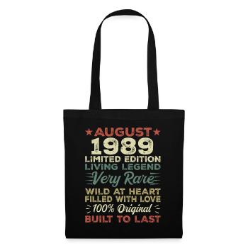 August 1989 - Gift Idea for August 1989 - 1989 - Tote Bag - black - Front