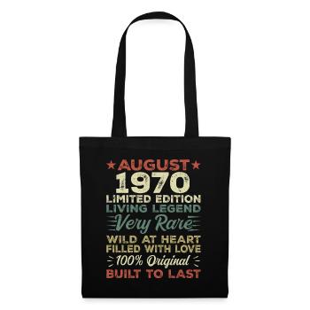 August 1970 - Geschenkidee Für August 1970 - 1970 - Stoffbeutel - Schwarz - Vorne