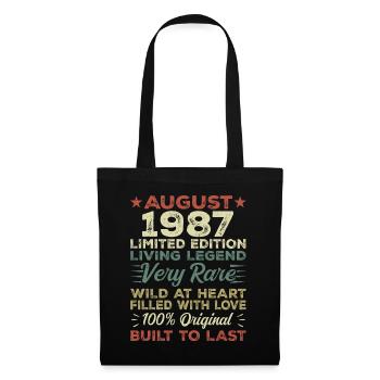 August 1987 - Geschenkidee Für August 1987 - 1987 - Stoffbeutel - Schwarz - Vorne