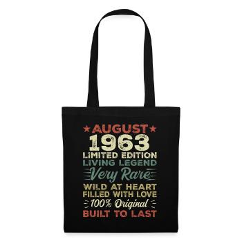 August 1963 - Geschenkidee Für August 1963 - 1963 - Stoffbeutel - Schwarz - Vorne