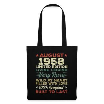 August 1958 - Geschenkidee Für August 1958 - 1958 - Stoffbeutel - Schwarz - Vorne