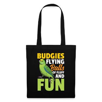 Budgies Flying Balls Of Fluff And Fun - Stoffbeutel - Schwarz - Vorne