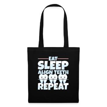Manger Dormir Aligner les dents Dentiste - Sac en tissu - noir - Devant