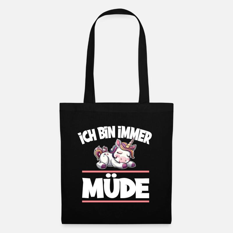 Ich Bin Immer Müde Einhorn - Stoffbeutel - Schwarz