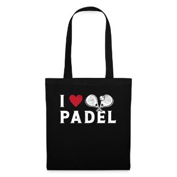 I Love Padel Valentinstag für den Padel-Spieler - Stoffbeutel - Schwarz - Vorne