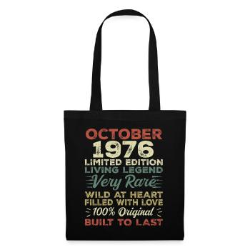 1976 Oktober 1976 Geburtstag Oktober 1976 Original - Stoffbeutel - Schwarz - Vorne