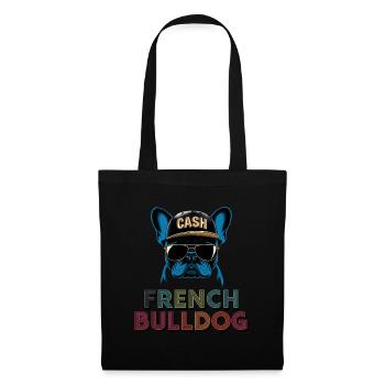 Französische Bulldogge Hund Mops - Stoffbeutel - Schwarz - Vorne