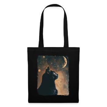 Black Cat Animal Stars Full Moon Night Starry Sky - Tote Bag - black - Front