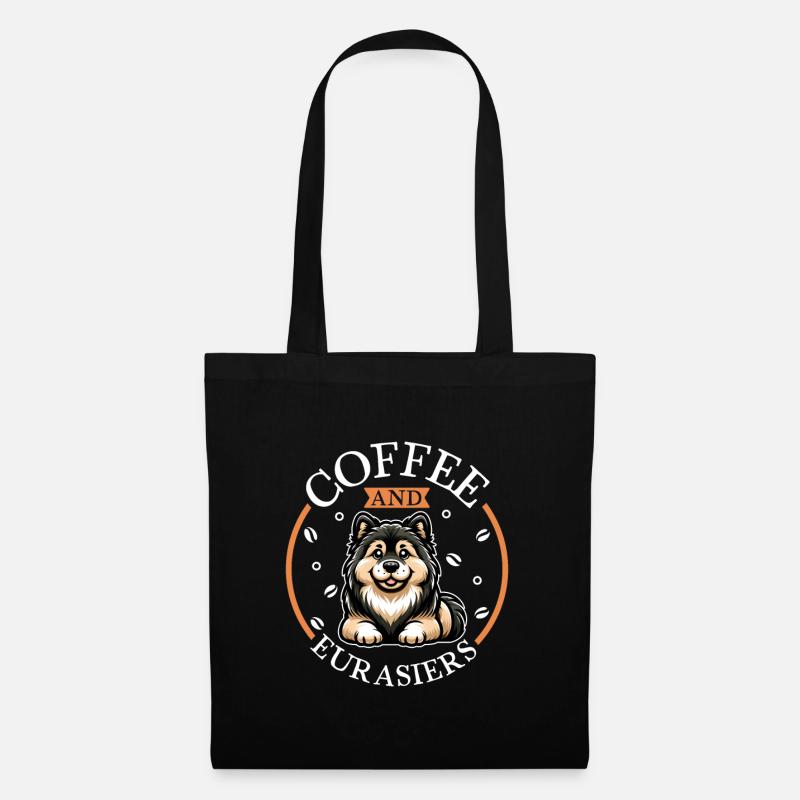 Kaffee und Eurasier - Stoffbeutel - Schwarz