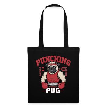Mops Hundehalter Mops Punching Pug - Stoffbeutel - Schwarz - Vorne