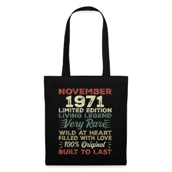 Légende : depuis novembre 1971 Né en novembre 1971 - Sac en tissu - noir - Devant