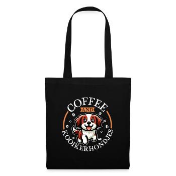 Café et Nederlandse Kooikerhondje - Sac en tissu - noir - Devant