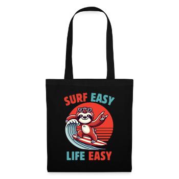 Funny Sloth Do Surfing - Surf Easy Life Easy - Stoffbeutel - Schwarz - Vorne