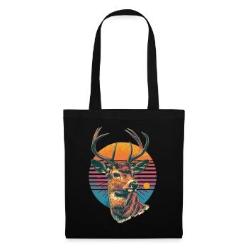 Rétro des années 80 néon Cool cerf Animal renne vintage - Sac en tissu - noir - Devant