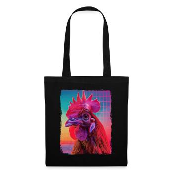 Funny Retro 80s Neon Pink Cool Chicken Bird Sunset - Tote Bag - black - Front