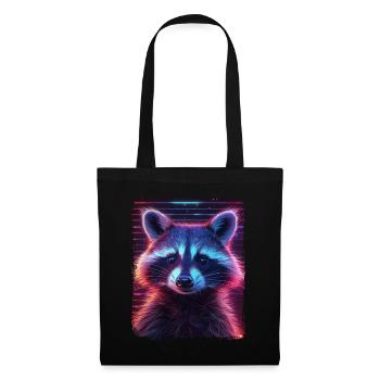 Retro 80s Neon Pink Cool Raccoon Animal Mammal - Tote Bag - black - Front