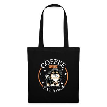 Café et Kyi Apso tibétain - Sac en tissu - noir - Devant