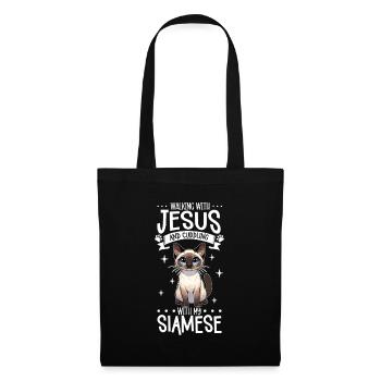 Jésus et mon chat siamois - Sac en tissu - noir - Devant