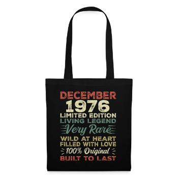 Dezember 1976 - Geburtstag Dezember 1976 Jahr - Stoffbeutel - Schwarz - Vorne