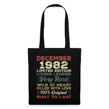 Dezember 1982 - Geburtstag Dezember 1982 Jahr - Stoffbeutel - Schwarz - Vorne