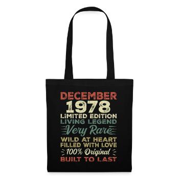 Dezember 1978 - Geburtstag Dezember 1978 Jahr - Stoffbeutel - Schwarz - Vorne
