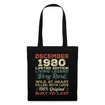 Décembre 1980 - anniversaire Décembre 1980 année - Sac en tissu - noir - Devant