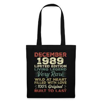 Décembre 1989 - anniversaire Décembre 1989 année - Sac en tissu - noir - Devant