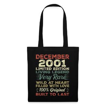 Dezember 2001 - Geburtstag Dezember 2001 Jahr - Stoffbeutel - Schwarz - Vorne