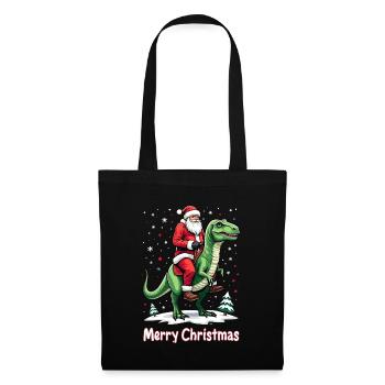 Drôle de Père Noël chevauche un dinosaure - Sac en tissu - noir - Devant