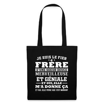 Bruder und Schwester Geschenk Humor Geschenk - Stoffbeutel - Schwarz - Vorne