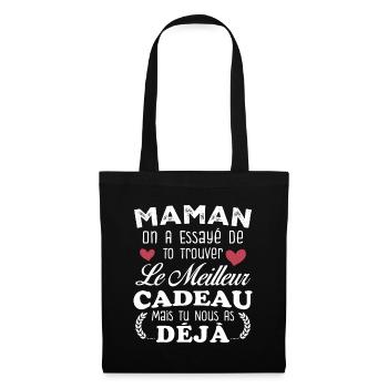 Mama, wir haben versucht, das beste Geschenk für dich zu finden - Stoffbeutel - Schwarz - Vorne
