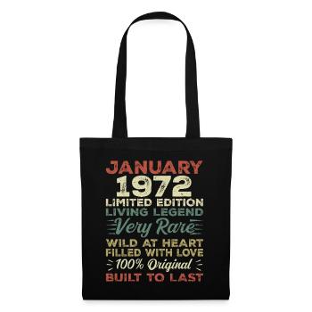 Januar 1972 Geburtstag - Januar 1972, January 1972 - Stoffbeutel - Schwarz - Vorne