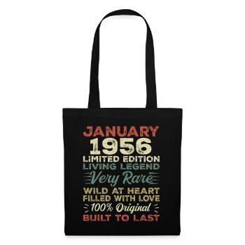 Januar 1956 Geburtstag - Januar 1956, January 1956 - Stoffbeutel - Schwarz - Vorne