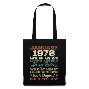 Anniversaire de Janvier 1978 - Janvier 1978, Janvier 1978 - Sac en tissu - noir - Devant