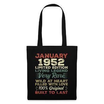 Anniversaire de Janvier 1952 - Janvier 1952, Janvier 1952 - Sac en tissu - noir - Devant