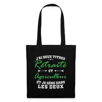 J ai deux titres retraité et agriculteur - Sac en tissu - noir - Devant