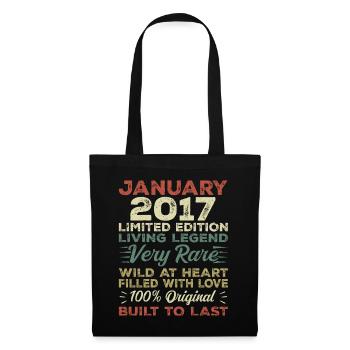 Januar 2017 Geburtstag - Januar 2017, January 2017 - Stoffbeutel - Schwarz - Vorne