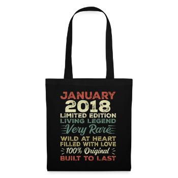 Januar 2018 Geburtstag - Januar 2018, January 2018 - Stoffbeutel - Schwarz - Vorne