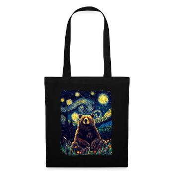 Grizzly Bear Animal Starry Night Sky Painting - Tote Bag - black - Front
